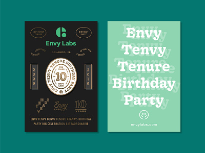 Envy Tenvy Tenure Birthday Party Pin Backs