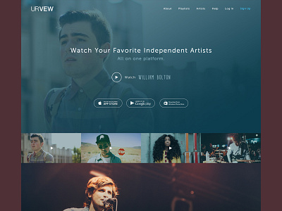 Music Landing Page android gradient header iphone landing page music preview video website windows
