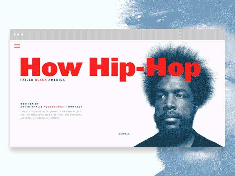 Questlove Site animation essay gif hip hop launch live music ui ux website