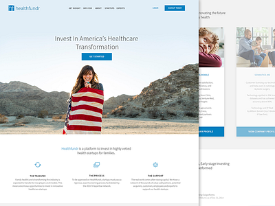 Healthcare Startup Landing Page Iteration america clean health homepage icons landing page minimal startup web
