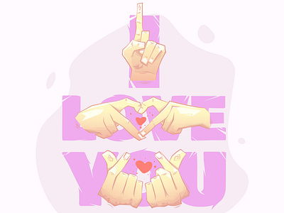 Set of Hands say I LOVE YOU branding character design graphic design hands handsign illustration minimal objects typography vector