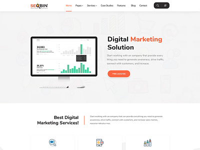 SeoBin | SEO, Social Media and Marketing HTML Template digital marketing online marketing responsive search engine optimizing seo seo agency seo business seo services seo website
