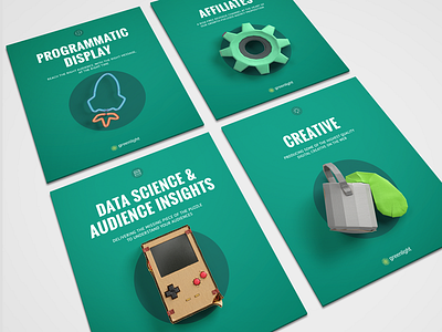 Greenlight Services Brochures Covers 3d brochure collateral creative data digital display icons logos print programmatic seo