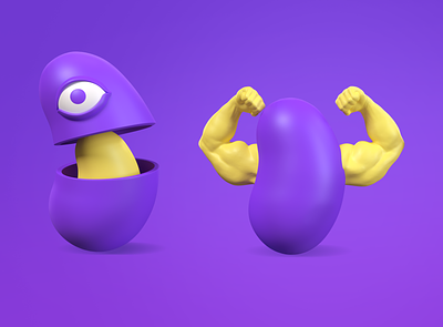 crazy purple characters for the site 3d 3d art abstract crazy creative design digital eye funny hand hands illustration minimal muscle nesting doll web webdesign