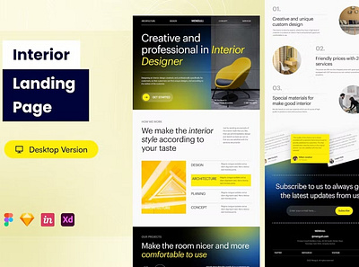 Interior Landing Page app landing landing page landing pages page user interface ux vector web website