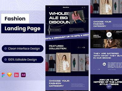 Fashion Landing Page UI KIT app design landing landing page landing pages page user interface ux