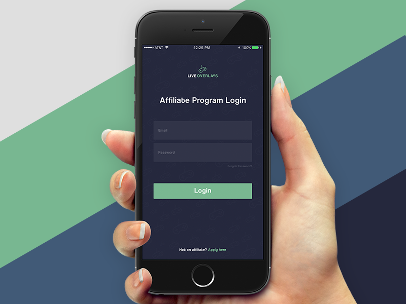 Live Overlays Mobile Affiliate Login Screen Concept affiliate program ios design ios app ux ui login page concept live overlays app design mobile design