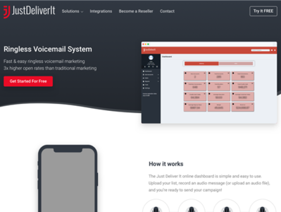 Ringless Voicemail Page Concept for Just Deliver It graphic design material design ringless voicemail web design web development website design