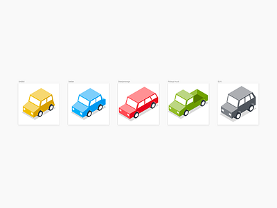 Isometric car icons icons illustration interaction design ui design ux design visual design