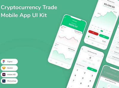 Cryptocurrency Trade Mobile App UI Kit app mobile ui ui kit user interface ux web web design web development website