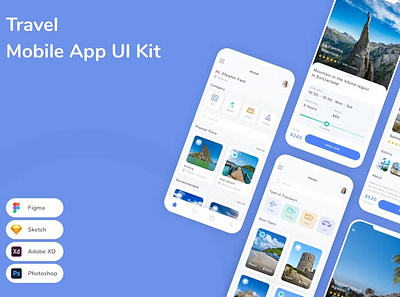 Travel Mobile App UI Kit app design mobile ui ui kit user interface ux web