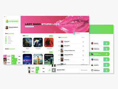 Limewire download lime limewire media movies music product product design ui uiux ux