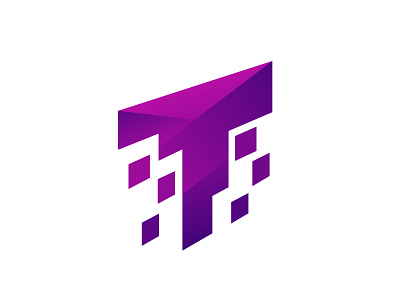 T Letter design icon letter logo modern purple symbol t t letter mark typography