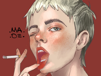 Smokin blonde illustration portraits