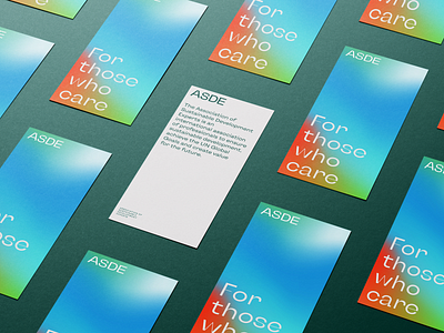 ASDE Identity branding gradient logo posters sustainability typography