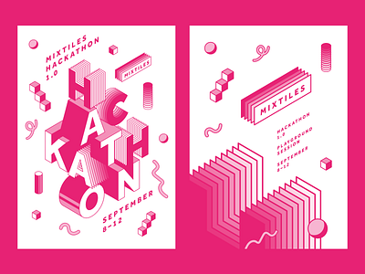 Mixtiles Hackathon bold branding geometric hackathon logo pink poster shapes tech typography poster