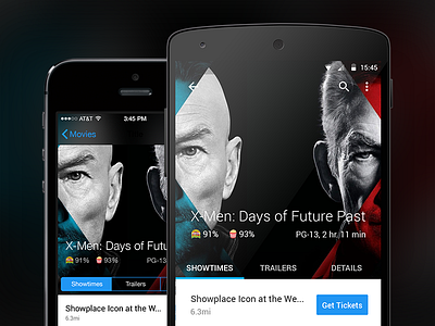 Movies android android app app flat flat design ios ios app movie phone showtimes ui ux