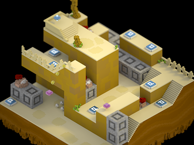 Up 'n' Down Desert 3d iso magicavoxel mario toad voxel