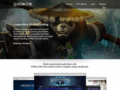 Guildwork design ffxi ffxiv full screen guildwork homepage interface mmo screenshots sign up web design website world of warcraft wow