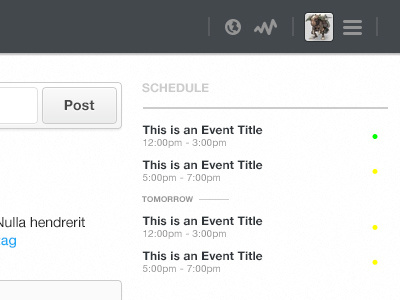 Schedule events guildwork mmo profile schedule status ui web design