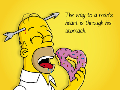 The heart eating Homer design eating graphic design homer illustration simpsons slogan valentine valentines day vector yellow