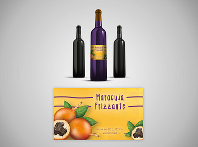 Label Design Maracuja Wine bottle branding design drink graphic design illustration label maracuja wine