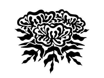 Flowers abstract black and white floral flower illustration leaves wavey