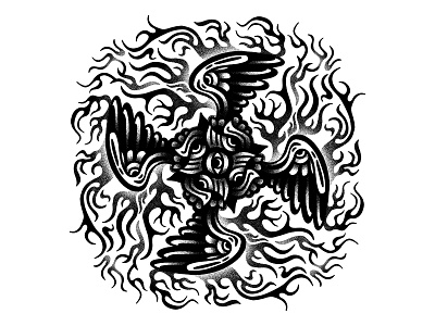 Wings of Fire black and white fire ill illustration mandala rotation stippling symmetry wings