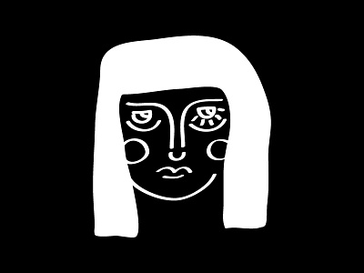 Imperfect abstract black and white face female graphic design head illustration lines person shape vector