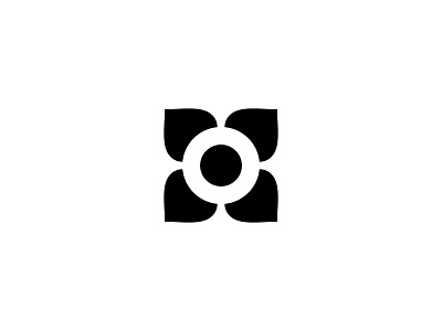 Flower abstract black and white bold decorative flower icon logo minimalism shapes simple vector