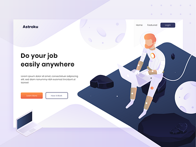 Isometric Astronout design header illustration isometric isometric art isometric design isometric icons isometric illustration landing page