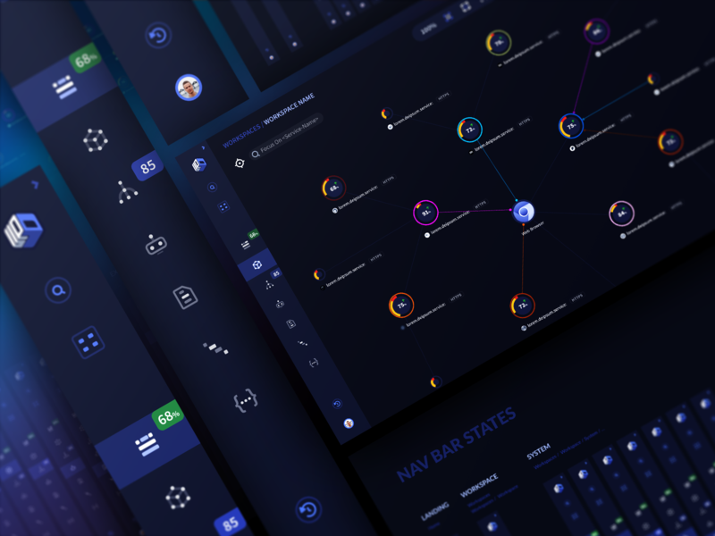 Up9 - Navigation Bar app automation charts component design icons menu nodes platform system design testing ui ux web web design