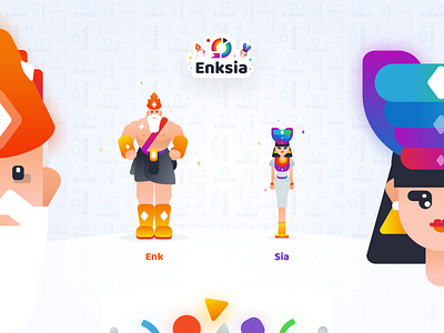 Enksia - Character Exploration 02 character children color design educational flat gradient illustration minimal simple ui vector
