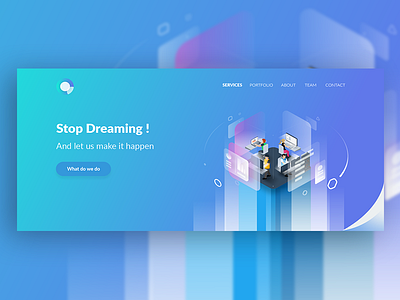 Landing Page app degraded flat isometric landing page ui web