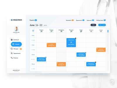 HEALTHEX - Day 06 app calendar date design doctor event flat health light ui ux web