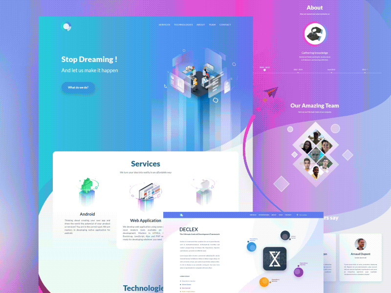 Dspot - Web ( About Section) animation app developer flat gif gradient illustration isometric team ui ux web