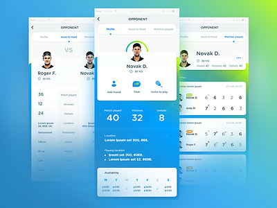 Tennis App - Day 03 android app design flat gradient illustration ios mobile tennis ui ux vector