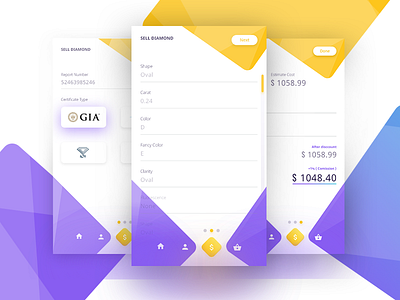 Diamonds App III android app design diamond flat gradient ios material mobile shop ui ux