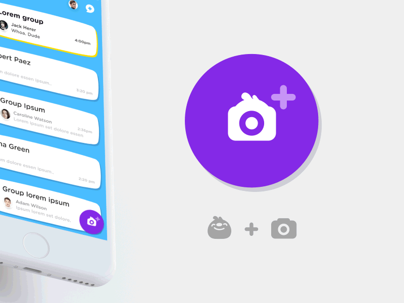 imwith Day 3 - Branding Camera Button add animation app branding button cta design flat funny gif icon ios mobile motion ui ux vector video