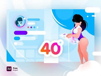 Working hot with cold feeling appearance beauty cold design elegant free gradient hot illustration interface project resource sexy ui vector woman work workspace xd