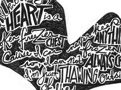 Thawing Outside The Lines hand drawn type illustration lettering type