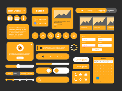 UI Elements Design branding components design graphic design illustration ui ui elements ux vector yellow
