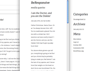 BeResponsive css3 dr who media queries minimal typekit wordpress wp