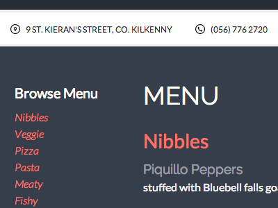 Nibbles menu tapas wordpress