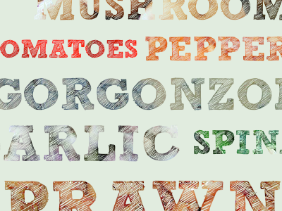 Ingredients font food images type