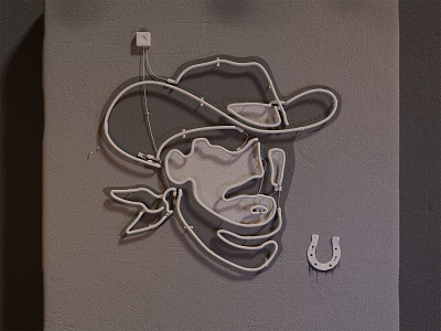 King Of The Rodeo - Clay version 3d animation blender blender 3d branding cinema 4d design environment design graphic design illustration logo motion graphics neon sign render signage vintage sign