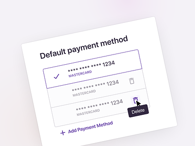 Payment methods, saaa billing page billing billing address billing settings clean clean ui creditcard dashboard design payment method payment page product design productdesign saas saas app saas design saas settings selector ui ux