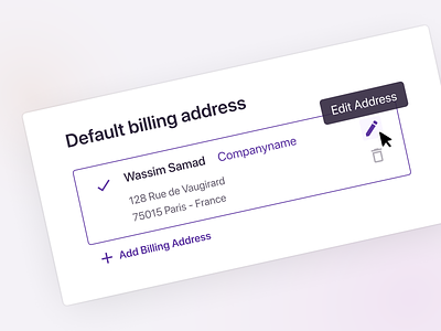 Billing address, SaaS settings