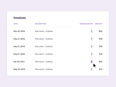 Invoice sections Saas settings clean design clean ui dashboard design system download figma invoice settings invoices product design saas saas design settings settings ui settingspage table design ui ui table ux table