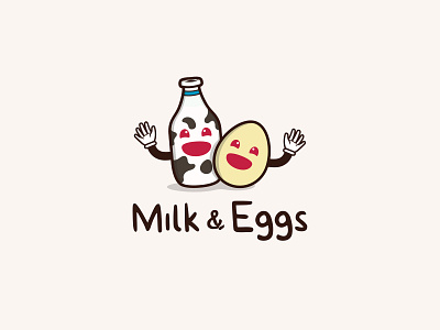 Milk & Eggs Logo Design branding design flat icon identity illustration logo minimal typography vector